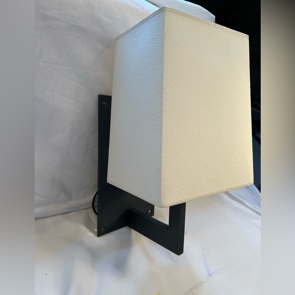 Sconce Matte Dark Gray Metal Cream White Fabric Shade 3 available